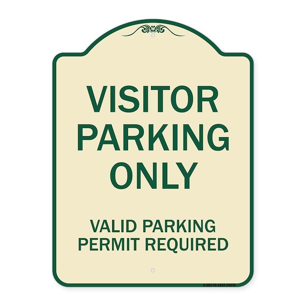 Parking Area Visitors Parking Valid Parking Permit Required Aluminum Sign, 24" x 18", TG-1824-23470